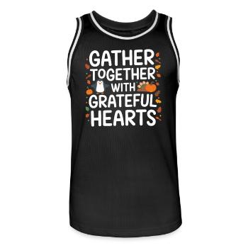 Penguin Thanksgiving: Together with grateful - Men's Basketball Jersey - black/white - Front - AI Model Male 185 dark (185cm)