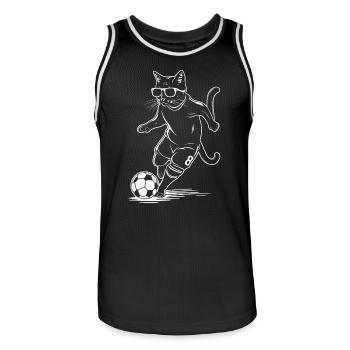 Katze Mit Sonnenbrille Beim Fußballspielen - Männer Basketball-Trikot - Schwarz/Weiß - Vorne - AI Model Male 185 dark (185cm)