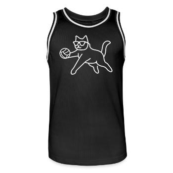 Katze Mit Sonnenbrille Und Volleyball - Männer Basketball-Trikot - Schwarz/Weiß - Vorne - AI Model Male 185 dark (185cm)