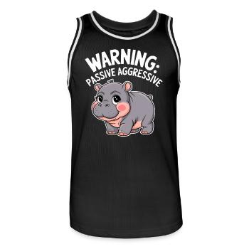 Moo Deng Caution: Passive Aggressive - Men's Basketball Jersey - black/white - Front - AI Model Male 185 dark (185cm)