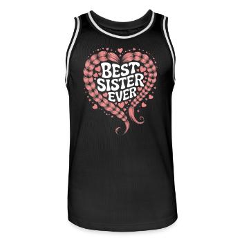Best Sister Best Sister Ever Cable Knit Heart - Men's Basketball Jersey - black/white - Front - AI Model Male 185 dark (185cm)