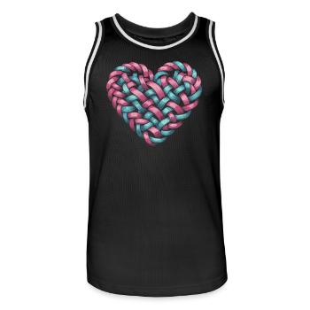 Zopfmuster Herzform Herz - Männer Basketball-Trikot - Schwarz/Weiß - Vorne - AI Model Male 185 dark (185cm)