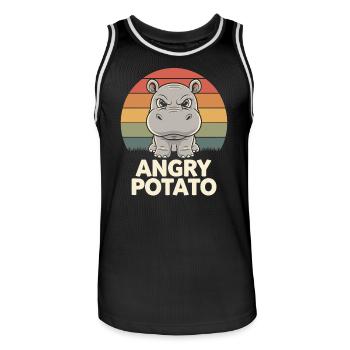 Moo Deng Funny Hippopotamus Angry Potato - Men's Basketball Jersey - black/white - Front - AI Model Male 185 dark (185cm)