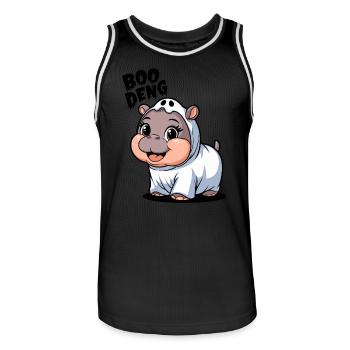 Cute Boo Deng Hippo Costume Adventure - Men's Basketball Jersey - black/white - Front - AI Model Male 185 dark (185cm)