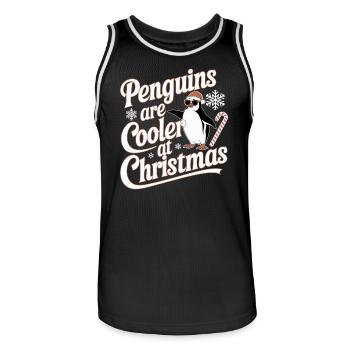 Les pingouins sont plus frais à Noël - Maillot de basket Homme - noir/blanc - Devant - AI Model Male 185 dark (185cm)