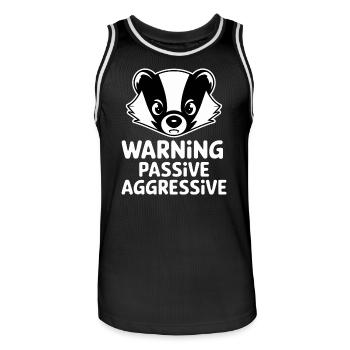 Attention Passive Aggressive Badger Illustration - Men's Basketball Jersey - black/white - Front - AI Model Male 185 dark (185cm)