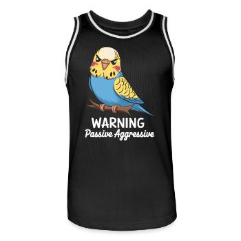 Avertissement Passif Agressif Perruche Comic - Maillot de basket Homme - noir/blanc - Devant - AI Model Male 185 dark (185cm)