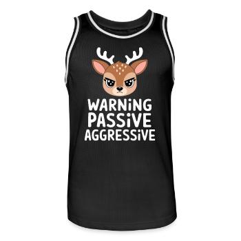 Warning Passive Aggressive Deer Cartoon - Men's Basketball Jersey - black/white - Front - AI Model Male 185 dark (185cm)