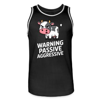 Warning Passive Aggressive Cow Cartoon Humor - Men's Basketball Jersey - black/white - Front - AI Model Male 185 dark (185cm)