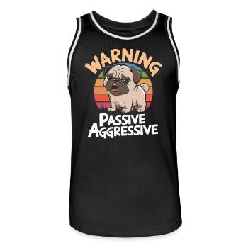 Caution: Passive Aggressive Pug Retro Style - Men's Basketball Jersey - black/white - Front - AI Model Male 185 dark (185cm)