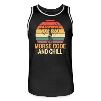 Amateurfunker Radio amateur Code Morse et Chill - Maillot de basket Homme - noir/blanc - Devant - AI Model Male 185 dark (185cm)