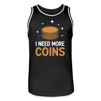 Numismatics Fans: I Need More Coins - Men's Basketball Jersey - black/white - Front - AI Model Male 185 dark (185cm)