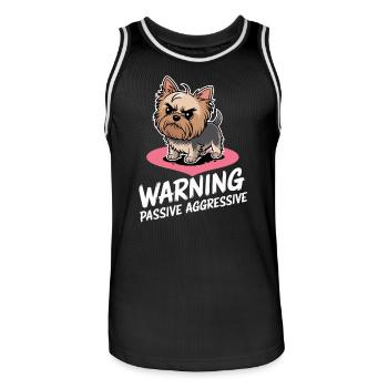 Warning Passive Aggressive Yorkie Cartoon - Men's Basketball Jersey - black/white - Front - AI Model Male 185 dark (185cm)