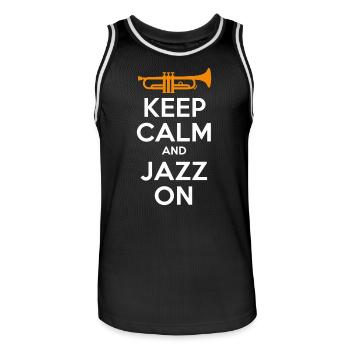 Keep Calm And Jazz On - Jazz Musik Inspiration - Männer Basketball-Trikot - Schwarz/Weiß - Vorne - AI Model Male 185 dark (185cm)