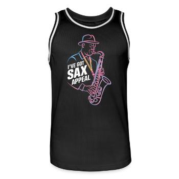 Ich Habe Sax Appeal Jazz Musik - Männer Basketball-Trikot - Schwarz/Weiß - Vorne - AI Model Male 185 dark (185cm)