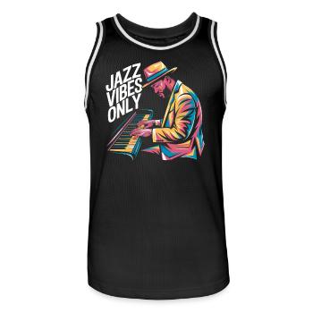 Jazz Vibes Uniquement l’art musicien - Maillot de basket Homme - noir/blanc - Devant - AI Model Male 185 dark (185cm)