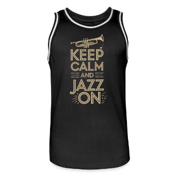 Keep calm and jazz - Men's Basketball Jersey - black/white - Front - AI Model Male 185 dark (185cm)