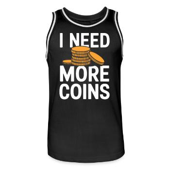 I Need More Coins Numismatics Lover - Men's Basketball Jersey - black/white - Front - AI Model Male 185 dark (185cm)