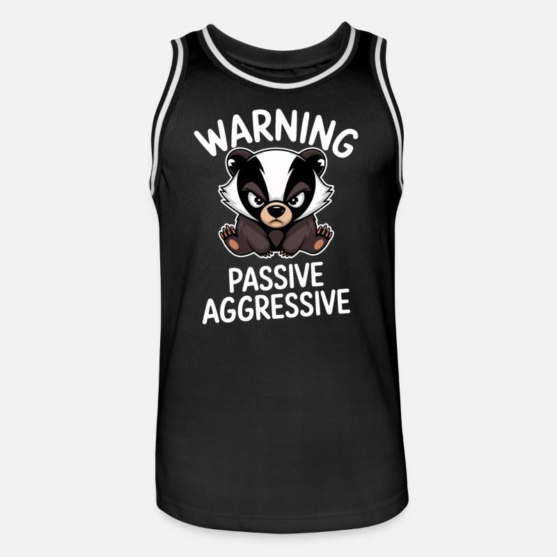 Warning Passive Aggressive Badger - Men's Basketball Jersey - black/white