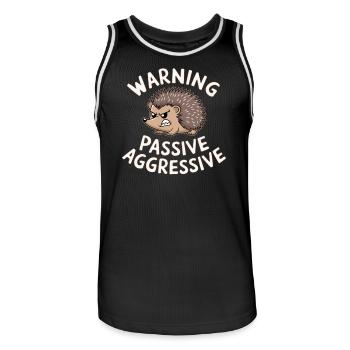 Caution Passive Aggressive Hedgehog Humor - Men's Basketball Jersey - black/white - Front - AI Model Male 185 dark (185cm)