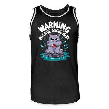 Attention aux hippopotames passifs agressifs - Maillot de basket Homme - noir/blanc - Devant - AI Model Male 185 dark (185cm)