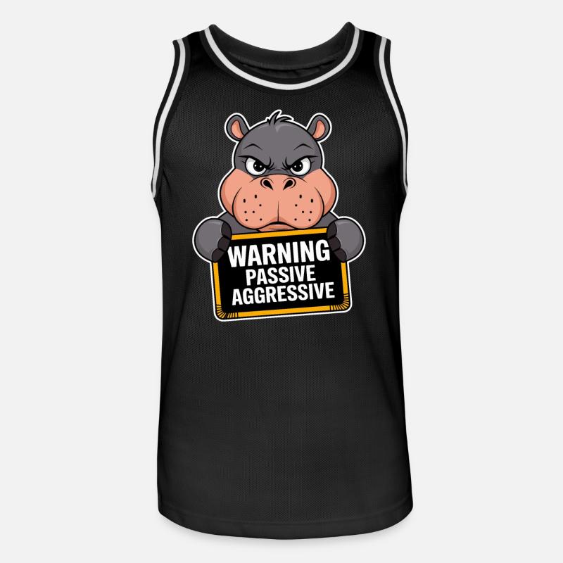 Warnung Passiv Aggressiv Nilpferd - Männer Basketball-Trikot - Schwarz/Weiß