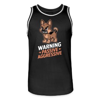 Warning Passive Aggressive Dog Cartoon - Men's Basketball Jersey - black/white - Front - AI Model Male 185 dark (185cm)