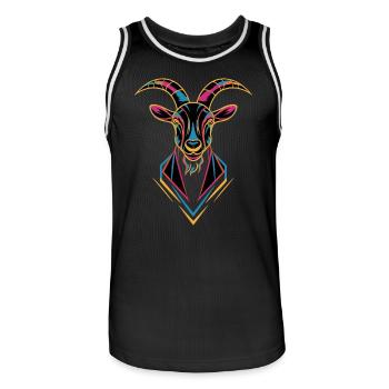 Geometric Farm Animal Graphic Goat Colorful - Men's Basketball Jersey - black/white - Front - AI Model Male 185 dark (185cm)