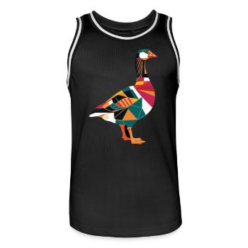 Geometric Farm Animal Graphic Goose - Men's Basketball Jersey - black/white - Front - AI Model Male 185 dark (185cm)