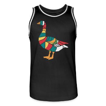 Colorful Geometric Farm Animal Graphic Goose - Men's Basketball Jersey - black/white - Front - AI Model Male 185 dark (185cm)