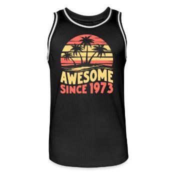 Awesome Since 1973 Birthday - Men's Basketball Jersey - black/white - Front - AI Model Male 185 dark (185cm)