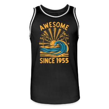Awesome Since 1955 Birthday Beach - Men's Basketball Jersey - black/white - Front - AI Model Male 185 dark (185cm)