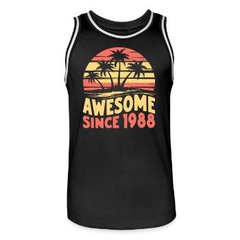 Awesome Since 1988 Birthday - Men's Basketball Jersey - black/white - Front - AI Model Male 185 dark (185cm)