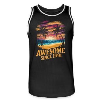 Awesome Since 1991 Strand Sonnenuntergang - Männer Basketball-Trikot - Schwarz/Weiß - Vorne - AI Model Male 185 dark (185cm)