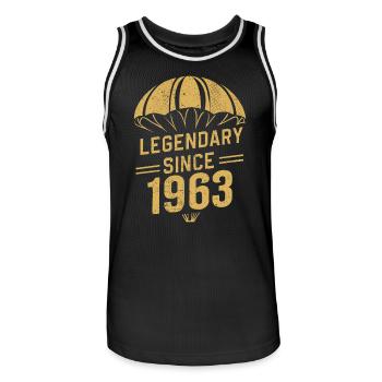 Légendaire depuis 1963 - Skydiver Birthday Vintage - Maillot de basket Homme - noir/blanc - Devant - AI Model Male 185 dark (185cm)