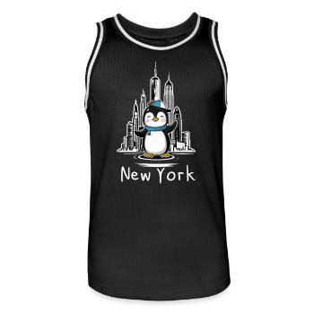 Pingouin mignon à New York - Maillot de basket Homme - noir/blanc - Devant - AI Model Male 185 dark (185cm)