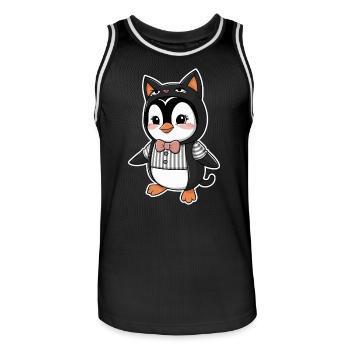 Cute penguin in animal costume with bow tie - Men's Basketball Jersey - black/white - Front - AI Model Male 185 dark (185cm)
