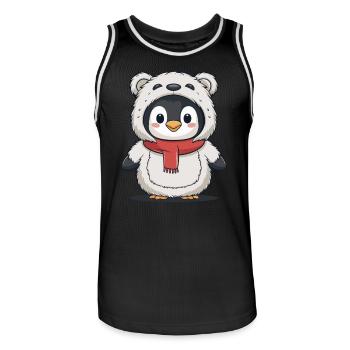 Cute penguin in bear costume - Men's Basketball Jersey - black/white - Front - AI Model Male 185 dark (185cm)
