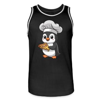 Penguin pizza maker with pizza - Men's Basketball Jersey - black/white - Front - AI Model Male 185 dark (185cm)