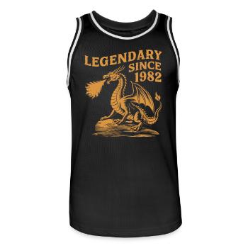 Légendaire Depuis 1982 Anniversaire Dragon Fantasy - Maillot de basket Homme - noir/blanc - Devant - AI Model Male 185 dark (185cm)