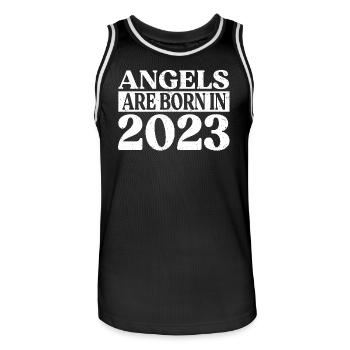 Ange né en 2023 Anniversaire - Maillot de basket Homme - noir/blanc - Devant - AI Model Male 185 dark (185cm)