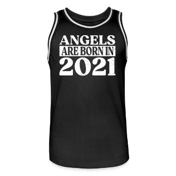 Engel Geboren Im Jahr 2021 Geburtstag - Männer Basketball-Trikot - Schwarz/Weiß - Vorne - AI Model Male 185 dark (185cm)
