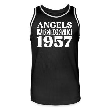 Engel Geboren Im Jahr 1957 Geburtstag - Männer Basketball-Trikot - Schwarz/Weiß - Vorne - AI Model Male 185 dark (185cm)