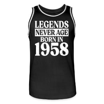 Legends Never Grow Old Birthday 1958 - Men's Basketball Jersey - black/white - Front - AI Model Male 185 dark (185cm)