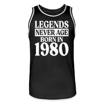 Legends Never Grow Old Birthday 1980 - Men's Basketball Jersey - black/white - Front - AI Model Male 185 dark (185cm)