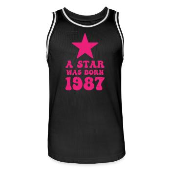 Ein Stern Wurde 1987 Geboren Geburtstag - Männer Basketball-Trikot - Schwarz/Weiß - Vorne - AI Model Male 185 dark (185cm)