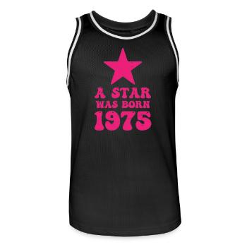 Ein Stern Wurde 1975 Geboren Geburtstag - Männer Basketball-Trikot - Schwarz/Weiß - Vorne - AI Model Male 185 dark (185cm)