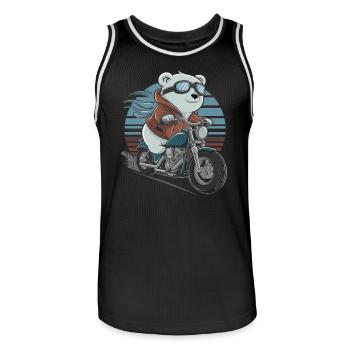Bear on Motorcycle Adventure Retro Style - Men's Basketball Jersey - black/white - Front - AI Model Male 185 dark (185cm)