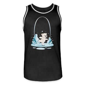 Ours polaire mignon patinant dans le - Maillot de basket Homme - noir/blanc - Devant - AI Model Male 185 dark (185cm)