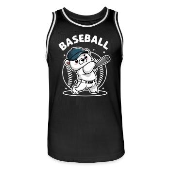Mignon Baseball Ours Dessin Animé Style Chauve-souris - Maillot de basket Homme - noir/blanc - Devant - AI Model Male 185 dark (185cm)